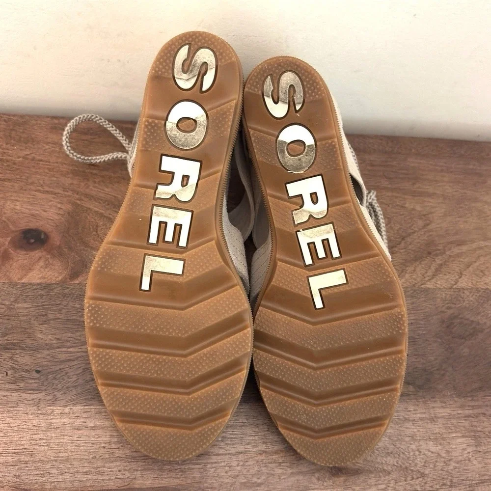 Sorel Wedge Sandals‎ Womens Gladiator Peep Toe Festival Beige Joanie Lace Up 8.5